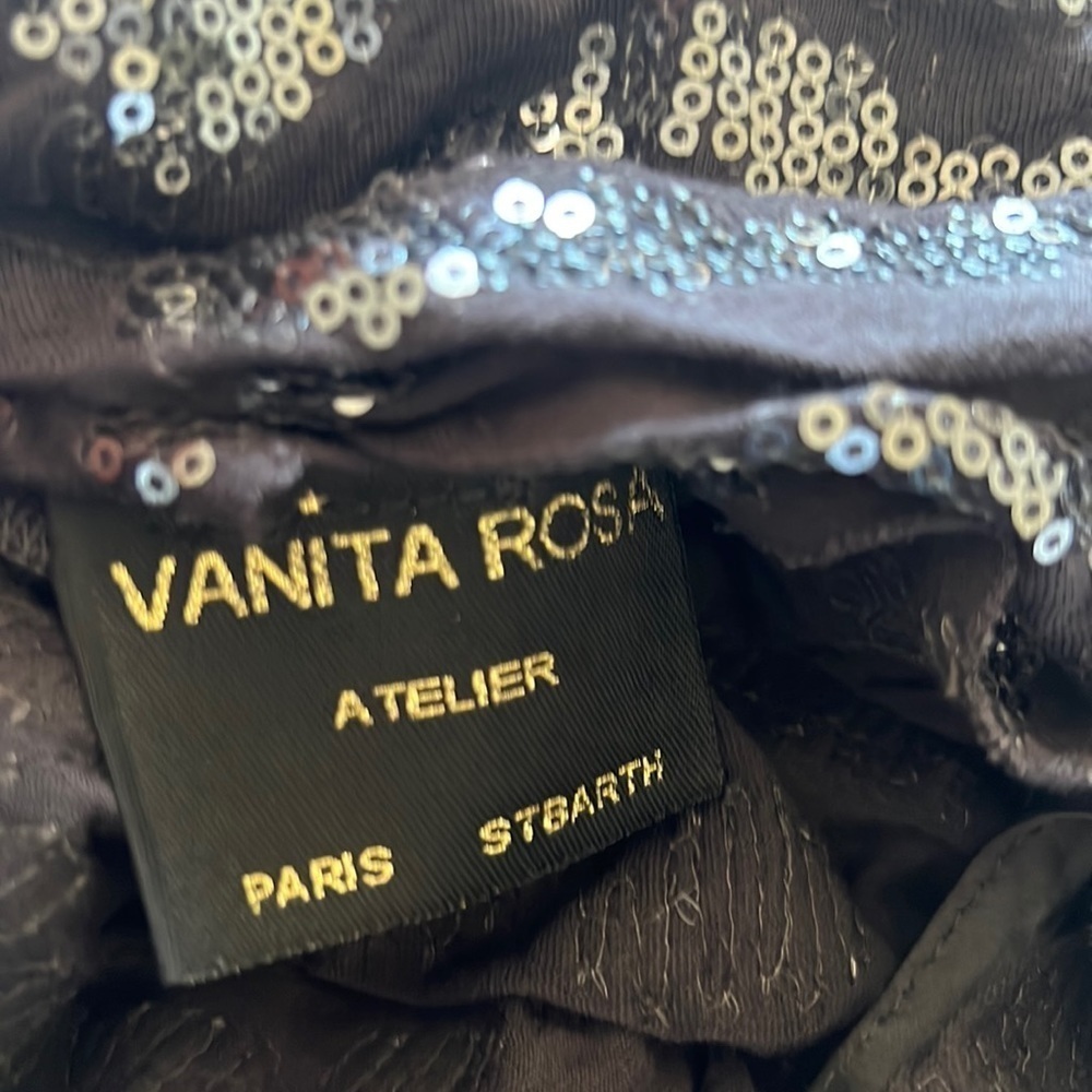 Vanita Rosa Paris Luxe Midnight Sky Sequin Dress / Halter / Resort Cover-up S - Picture 12 of 14